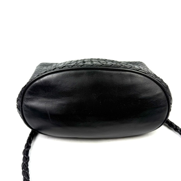 Talbots Vintage Chic Weave Handbag Black Leather Shoulder Bag‎ Braided Strap - Picture 9 of 13